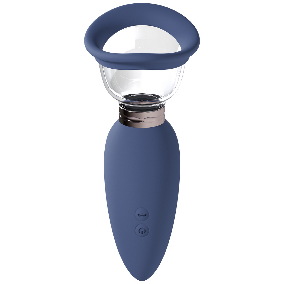 Pumped by shots Opwindend - Oplaadbare Vulva- en Borstpomp - Blauw (8714273055347)