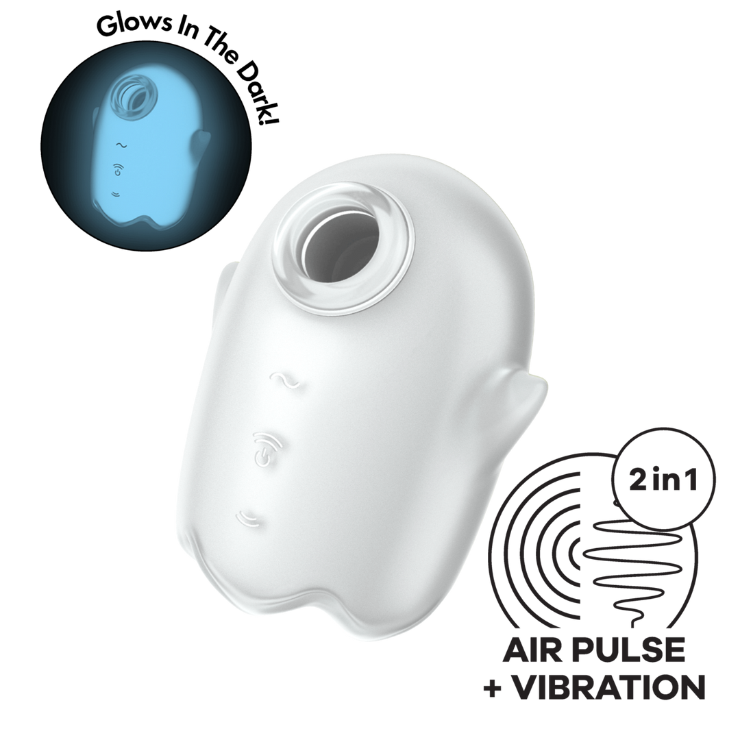 Satisfyer Glowing Ghost - Glow in the Dark - Dubbele Air Pulse Vibrator - Wit (4061504060057)