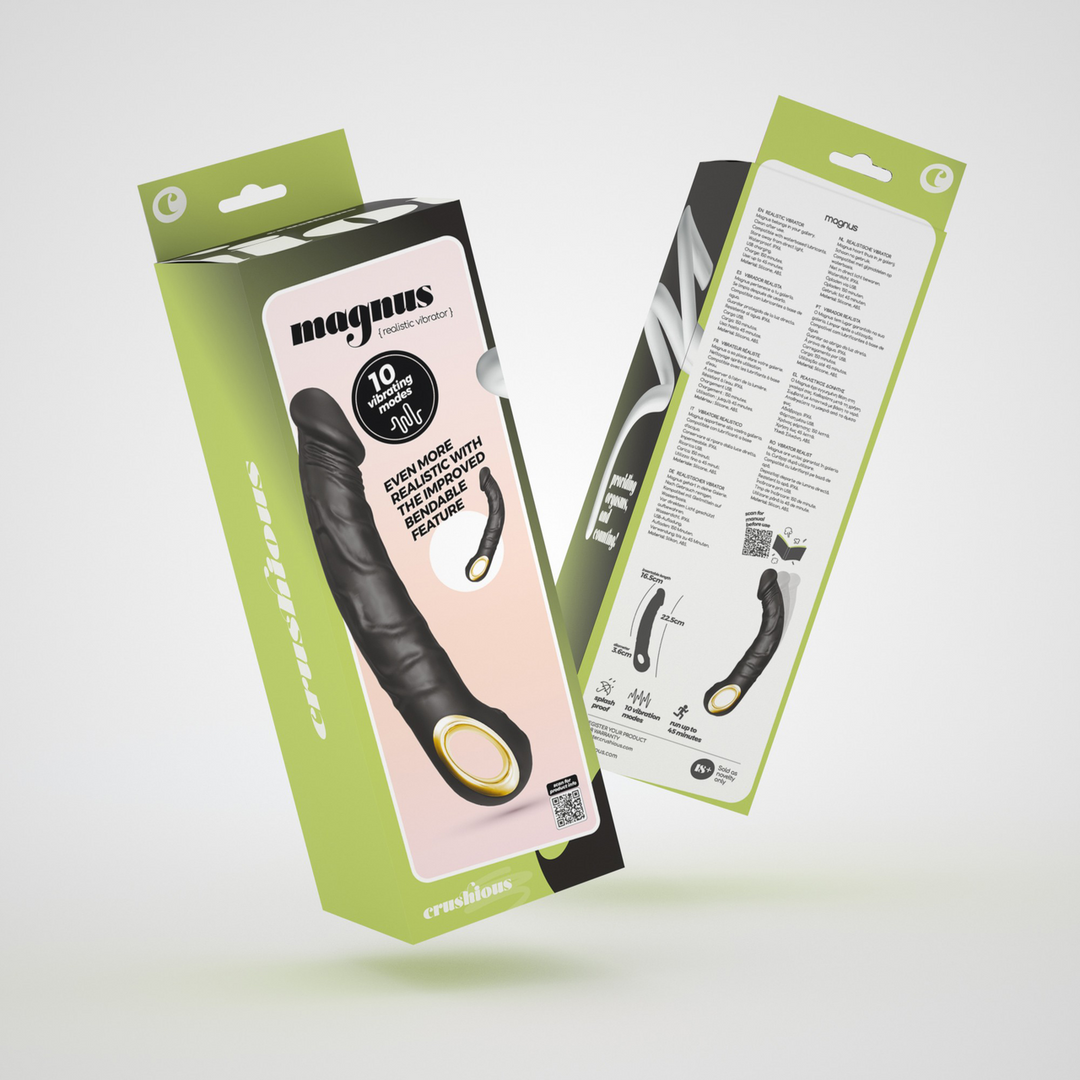 Crushious Magnus Bend - Realistische Flexibele Vibrator - Zwart (7403254161078)