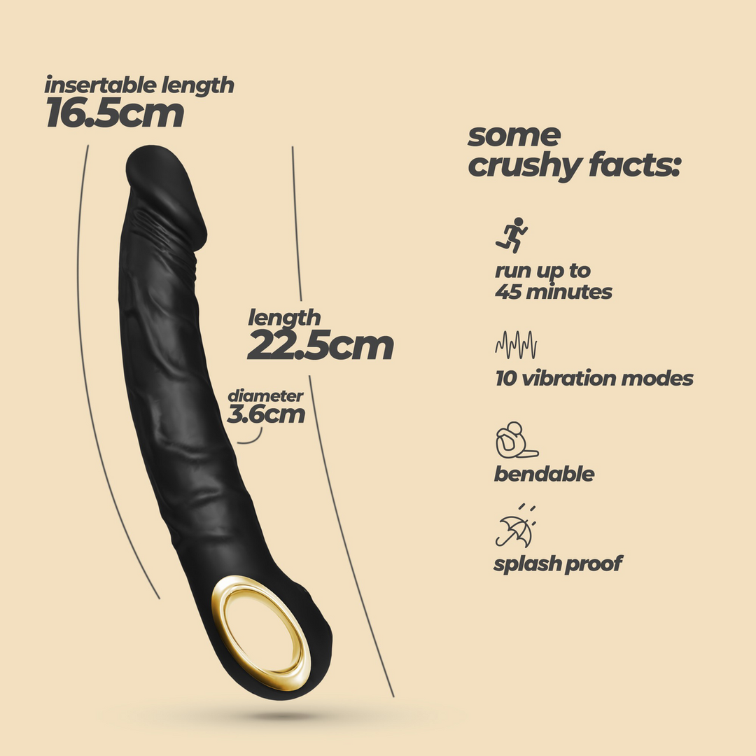 Crushious Magnus Bend - Realistische Flexibele Vibrator - Zwart (7403254161078)