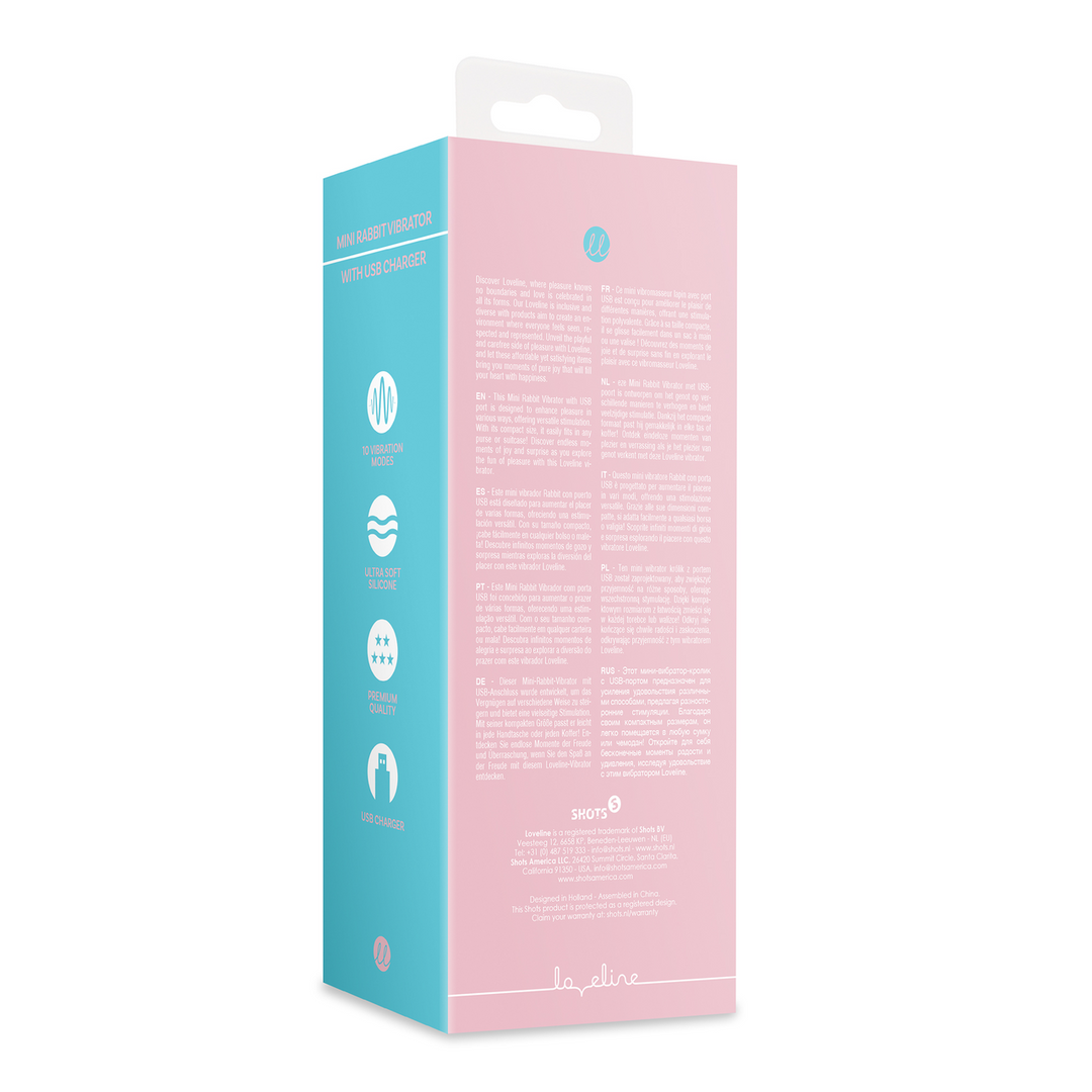 Loveline by shots Mini Rabbit Vibrator met USB Oplader - Cherry Chiffon (8714273049377)