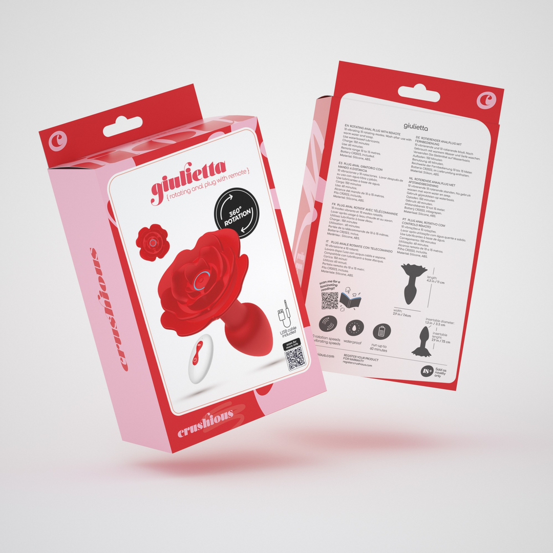 Crushious Giulietta - Draaibare Anale Rozenplug met Afstandsbediening - Rood (7403254158252)