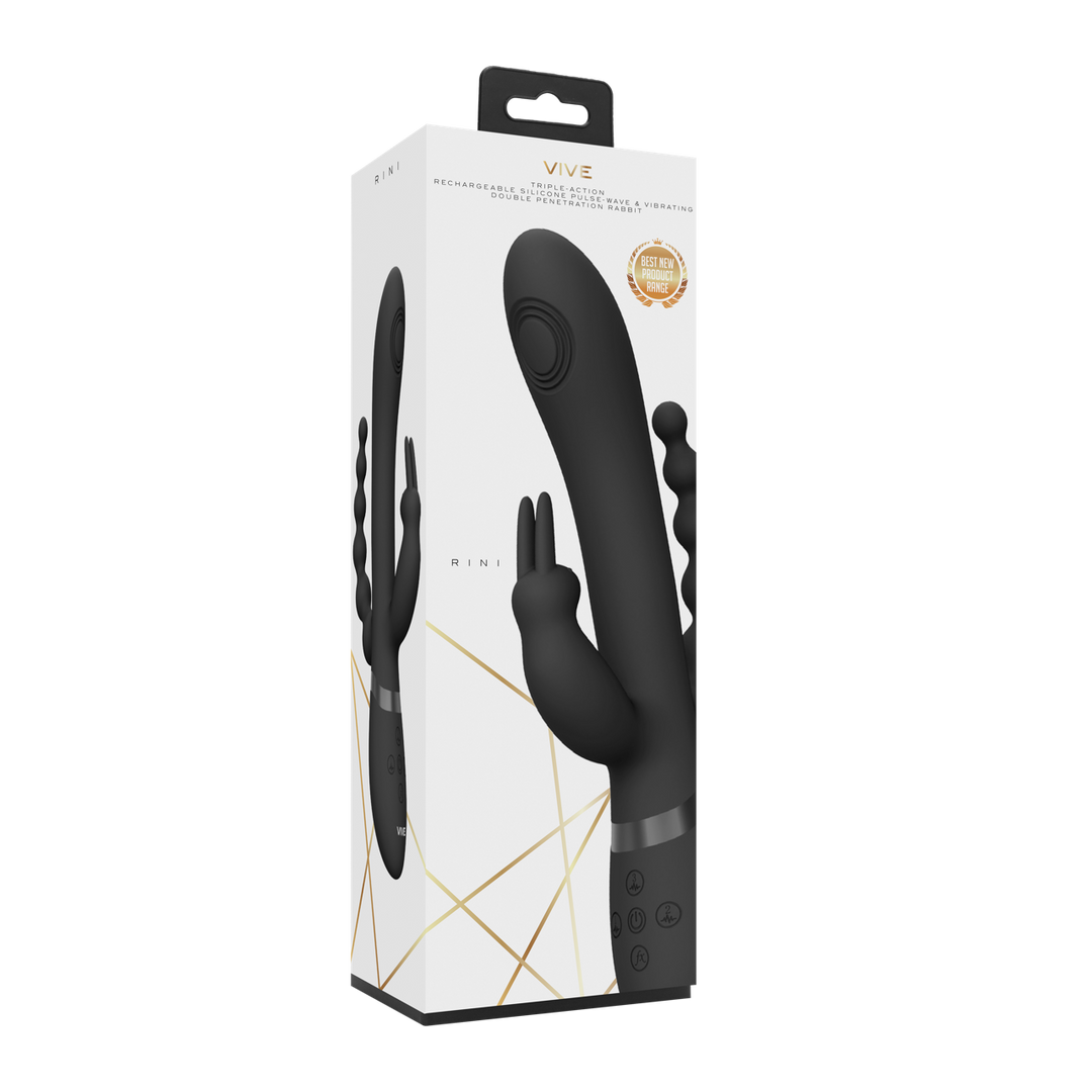 Vive by shots Rini - Pulse Wave Vibrerende Dubbele Penetratie Rabbit - Zwart (7423522539521)