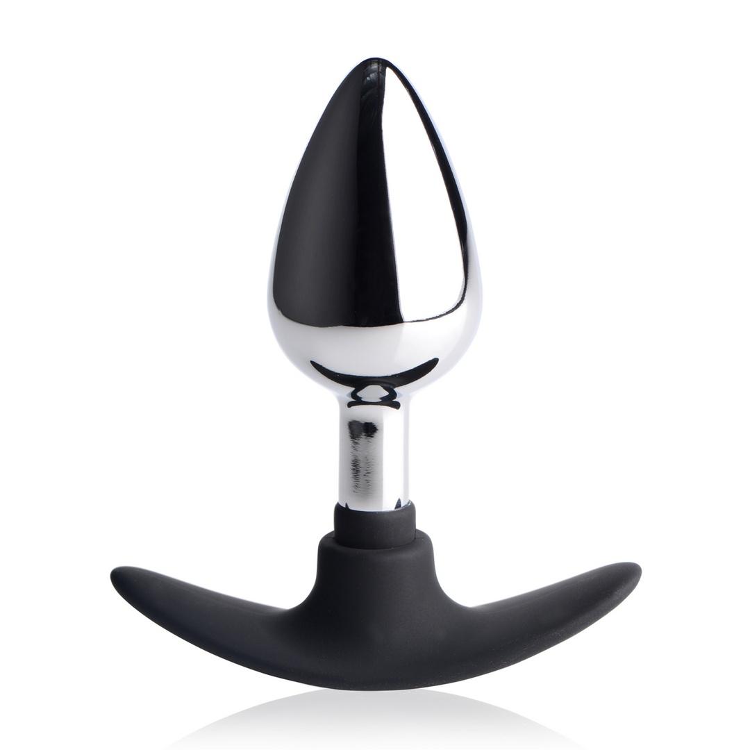 Xr brands Donkere Indringer - Metalen en Silicone Anale Plug - Medium (848518036131)