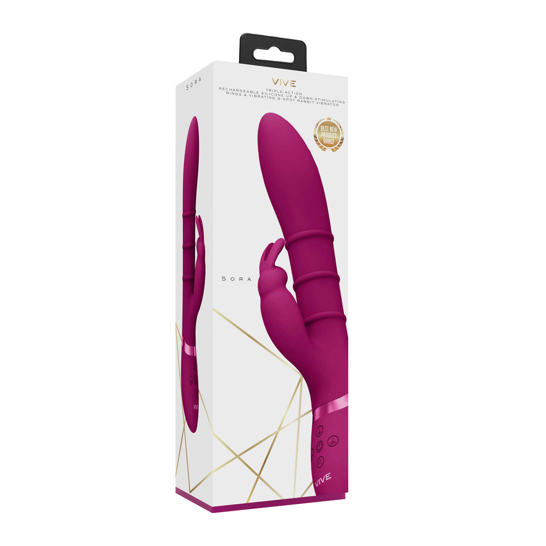Vive by shots Sora - Up Down Stimulerende Ringen, Vibrerende G-Spot Rabbit - Roze (8714273493217)