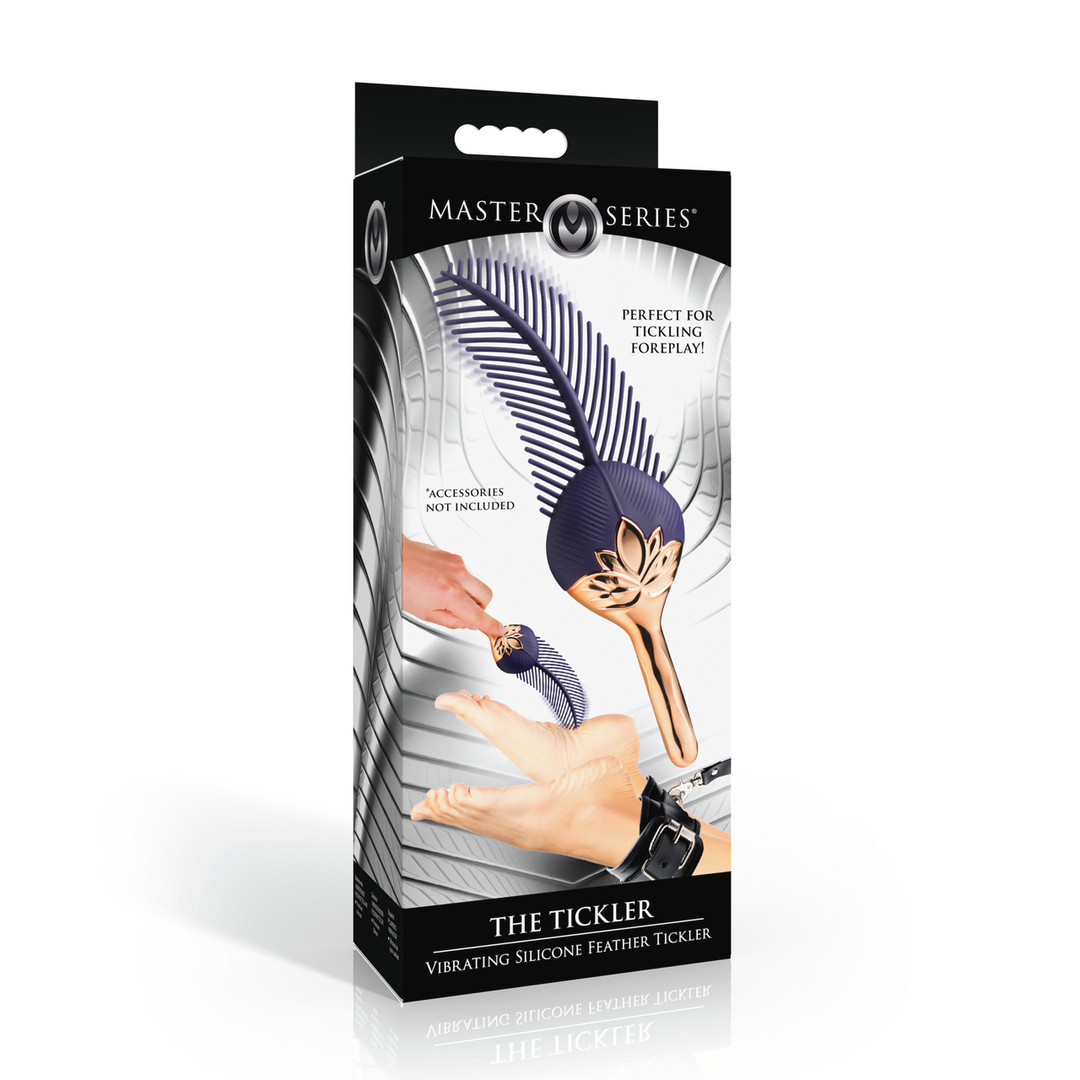 Xr brands De Tickler - Vibrerende Silicone Veer Tickler - Paars/Goud (848518058775)