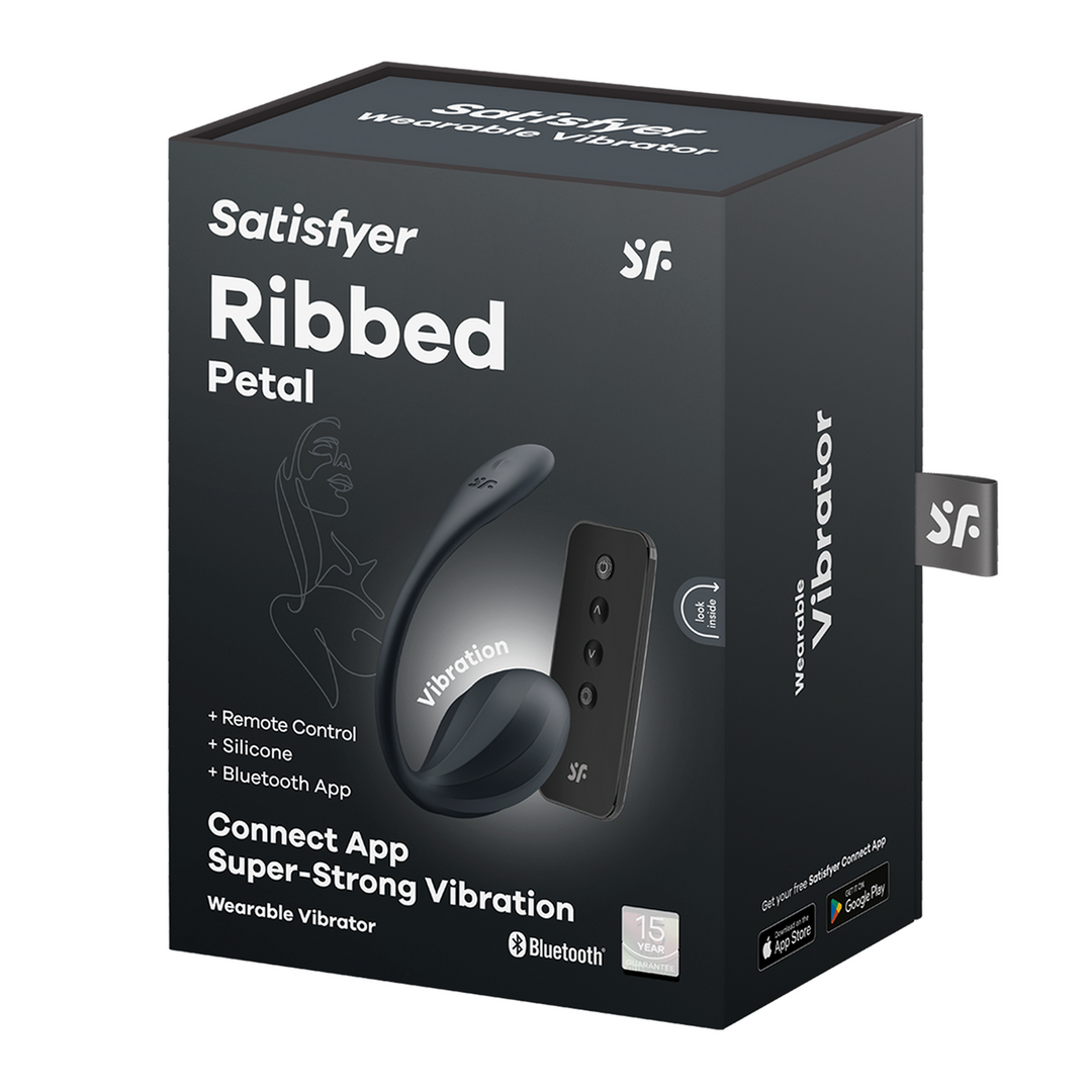 Satisfyer Ribbed Petal Connect App - Draagbare Koppel Vibrator - Zwart (4061504002767)