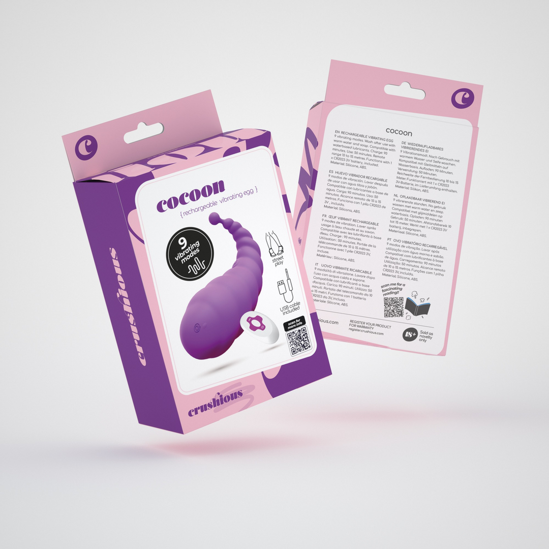 Crushious Cocoon - Oplaadbaar Vibrerend Ei met Afstandsbediening - Paars (7403254157996)