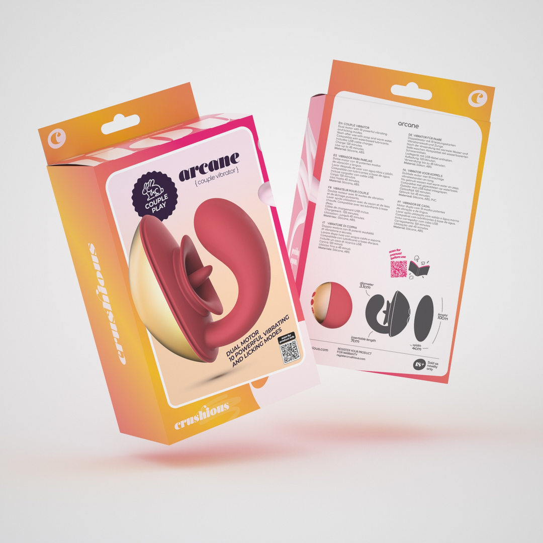 Crushious Arcane - Lickende Koppels Vibrator - Rood/Goud (7403254160804)