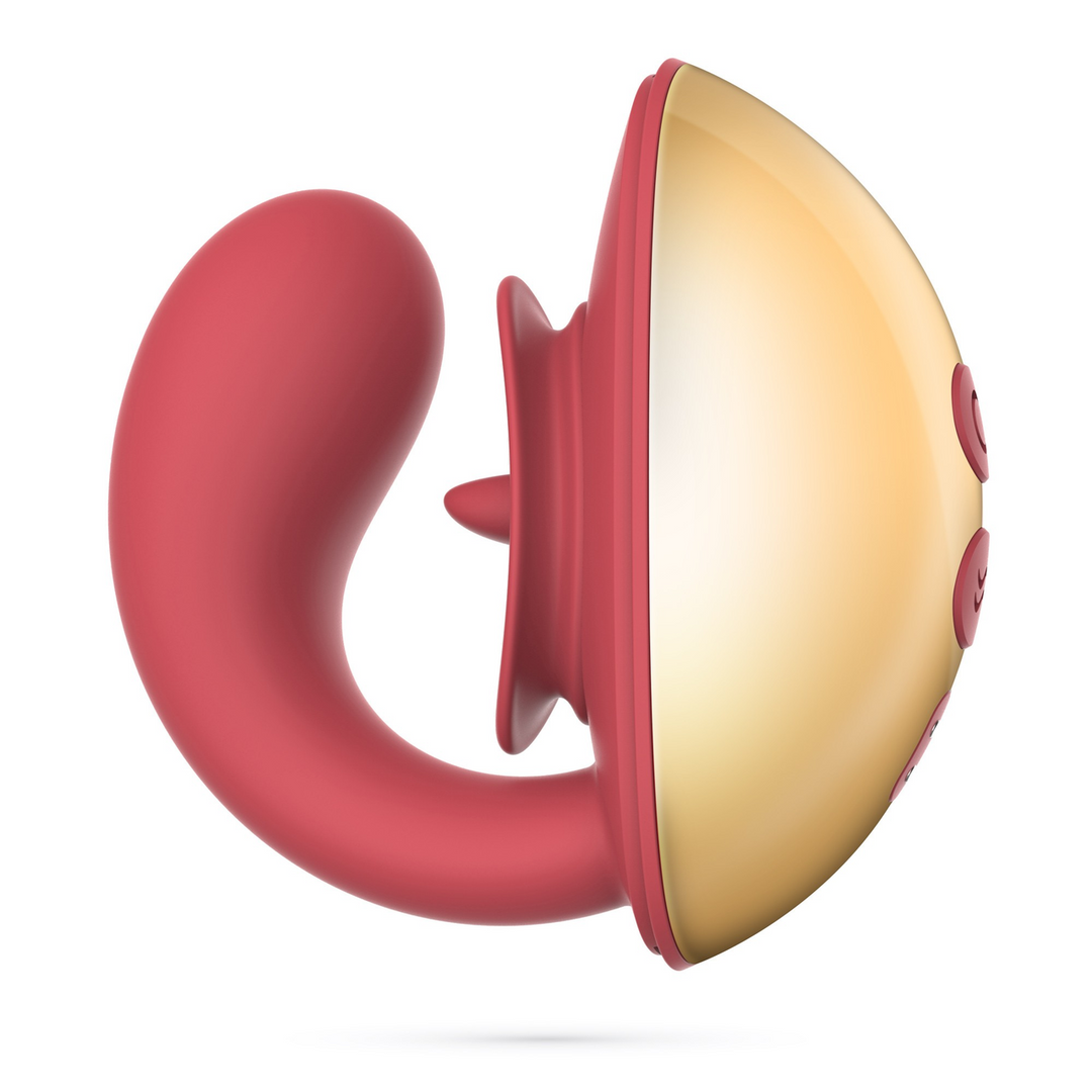 Crushious Arcane - Lickende Koppels Vibrator - Rood/Goud (7403254160804)