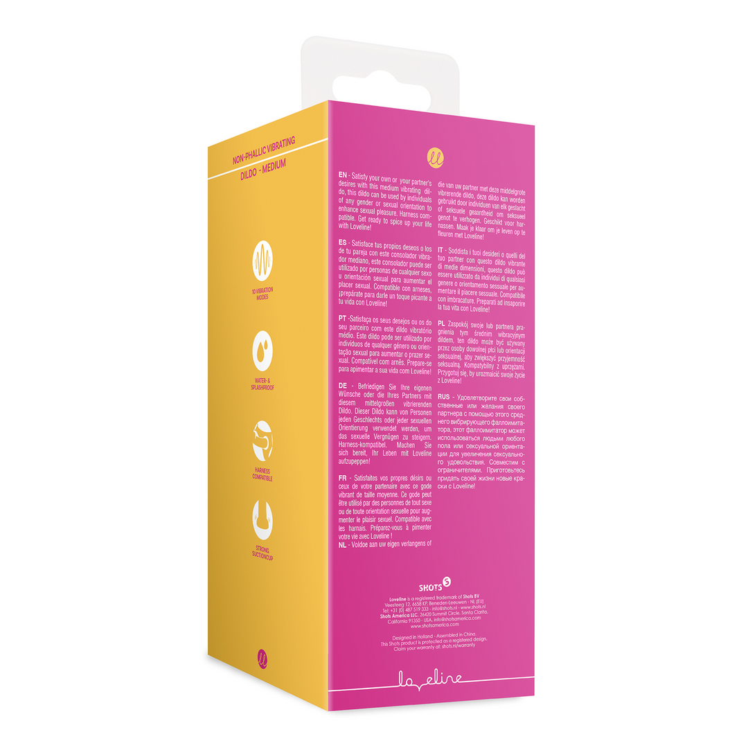 Loveline by shots Non-Phallic Vibrerende Dildo - Medium - Krachtig Roze (8714273044969)