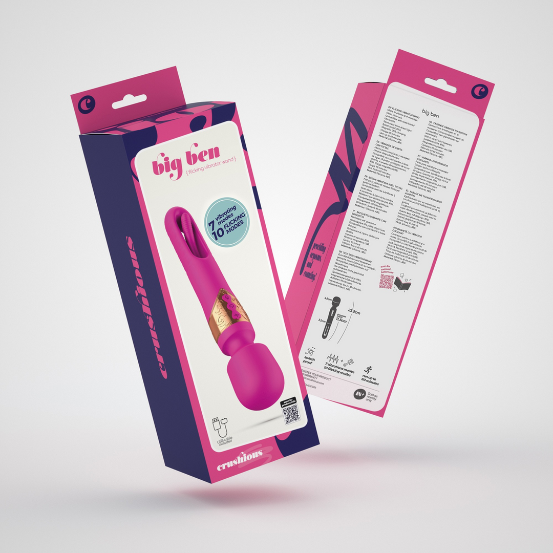 Crushious Big Ben - Dual Wand Massager met Flicker - Roze (7403254158900)