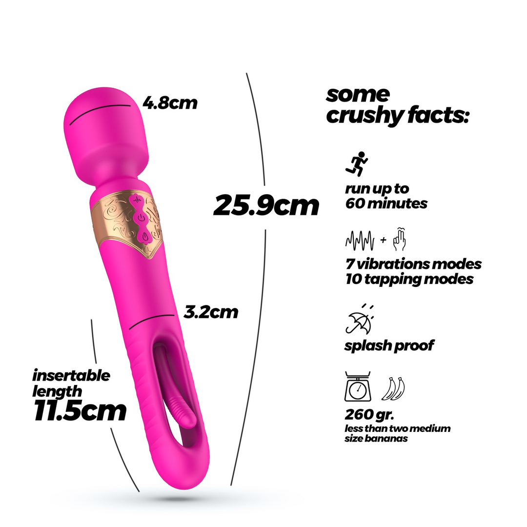 Crushious Big Ben - Dual Wand Massager met Flicker - Roze (7403254158900)