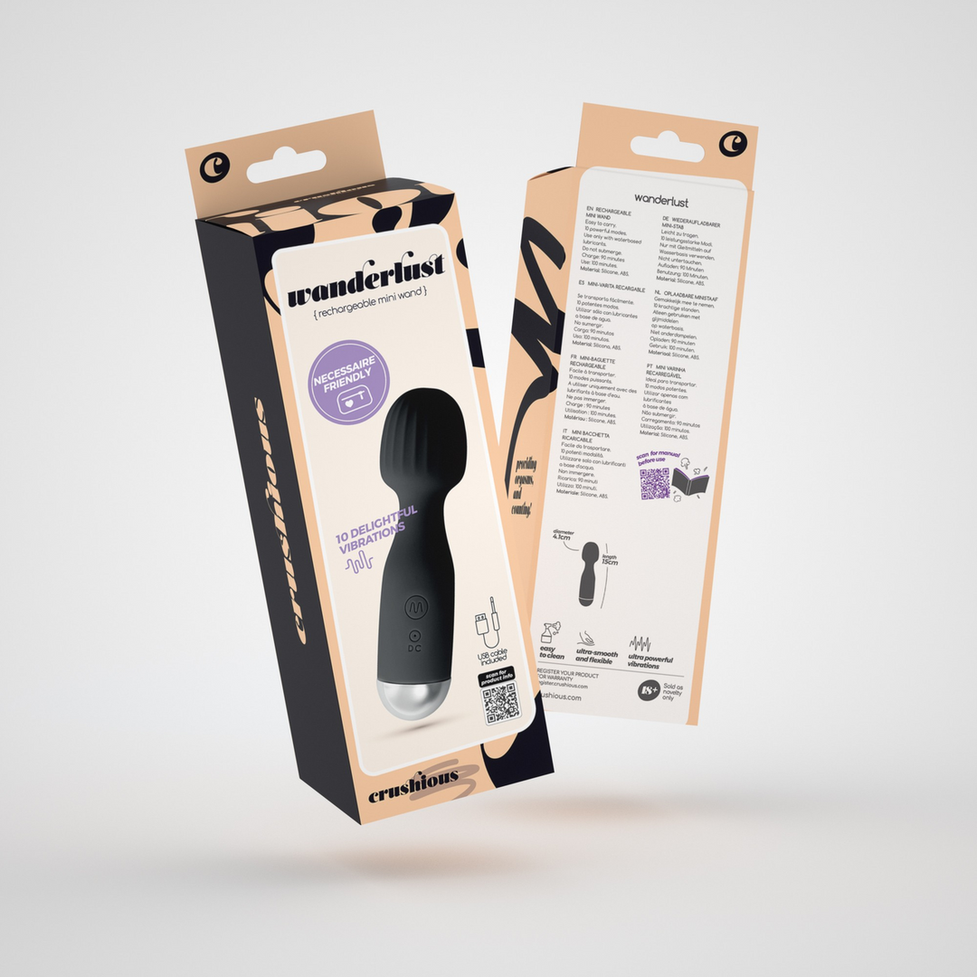Crushious Wanderlust - Mini Wand Massager - Zwart (7403254159761)