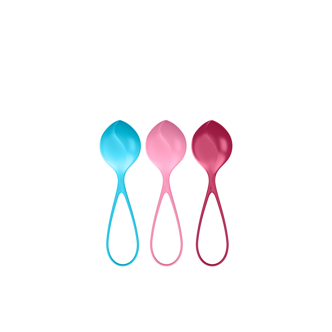 Satisfyer Versterkende Ballen - Kegelballen - 3 Stuks - Turquoise/Rood/Roze (4049369016501)