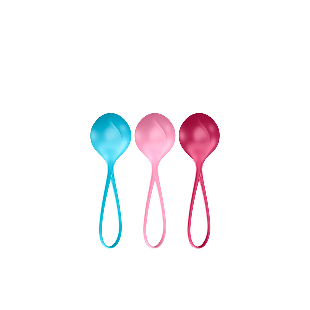 Satisfyer Versterkende Ballen - Kegelballen - 3 Stuks - Turquoise/Rood/Roze (4049369016501)