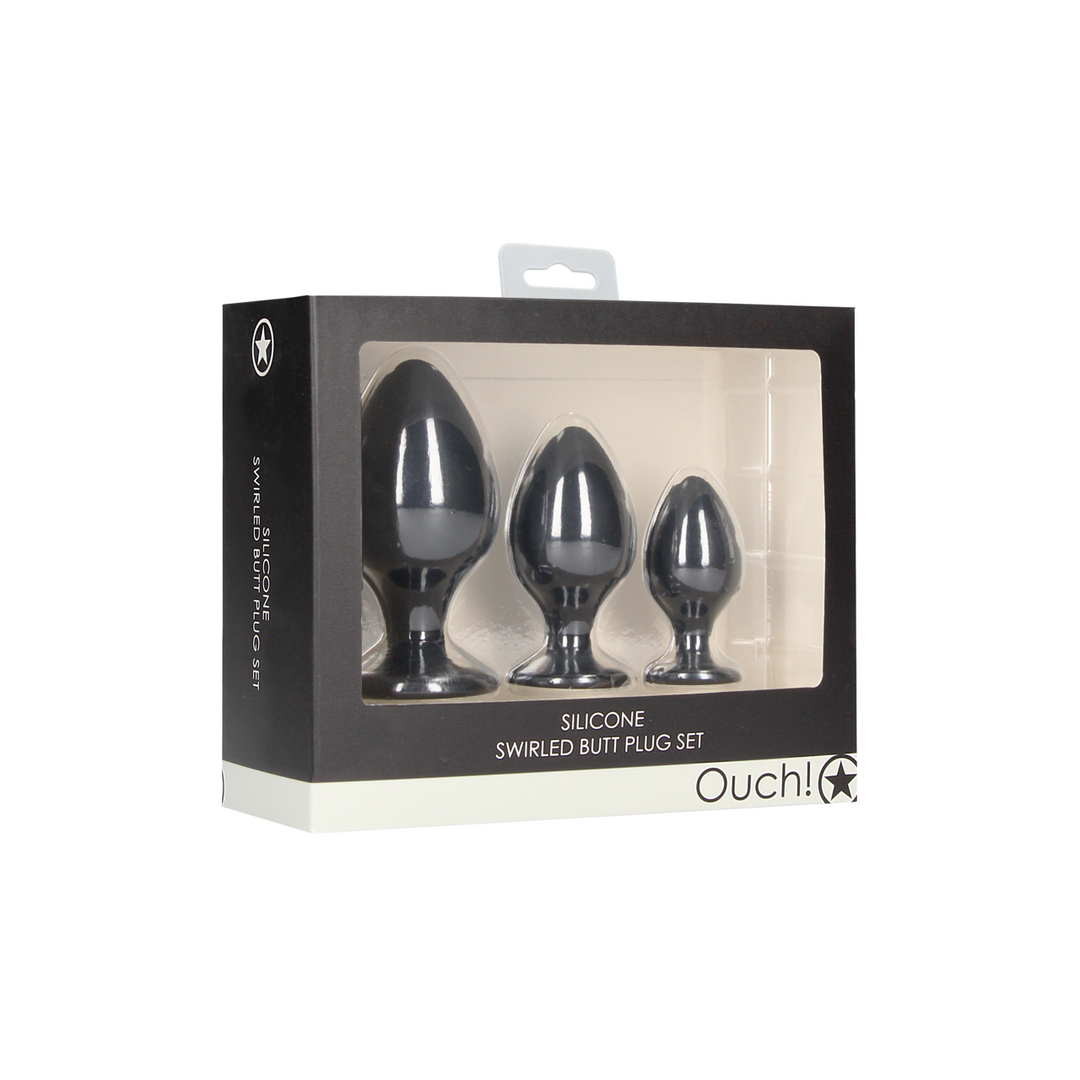 Ouch! by shots Gedraaid Butt Plug Set - Zwart (8714273925664)