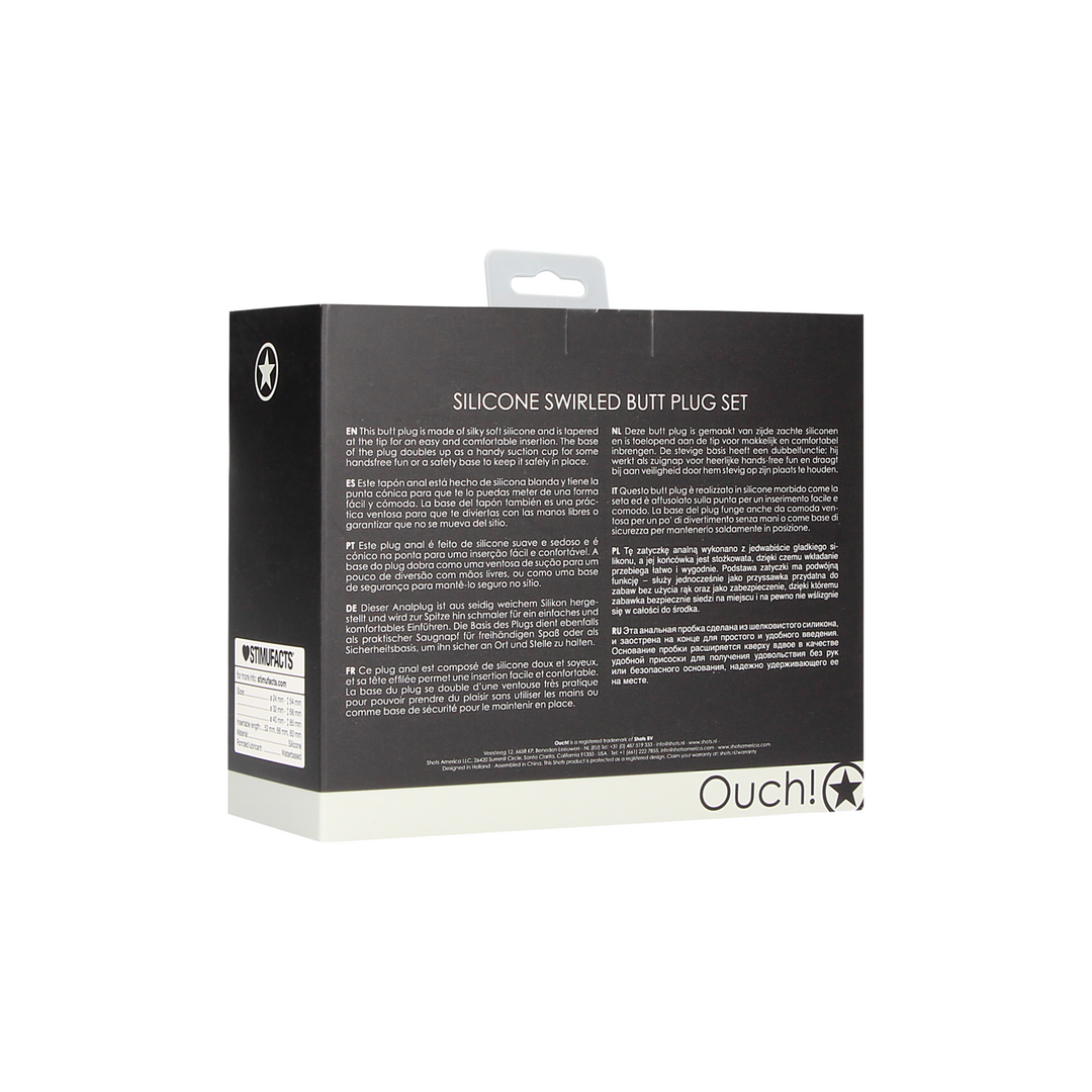 Ouch! by shots Gedraaid Butt Plug Set - Zwart (8714273925664)