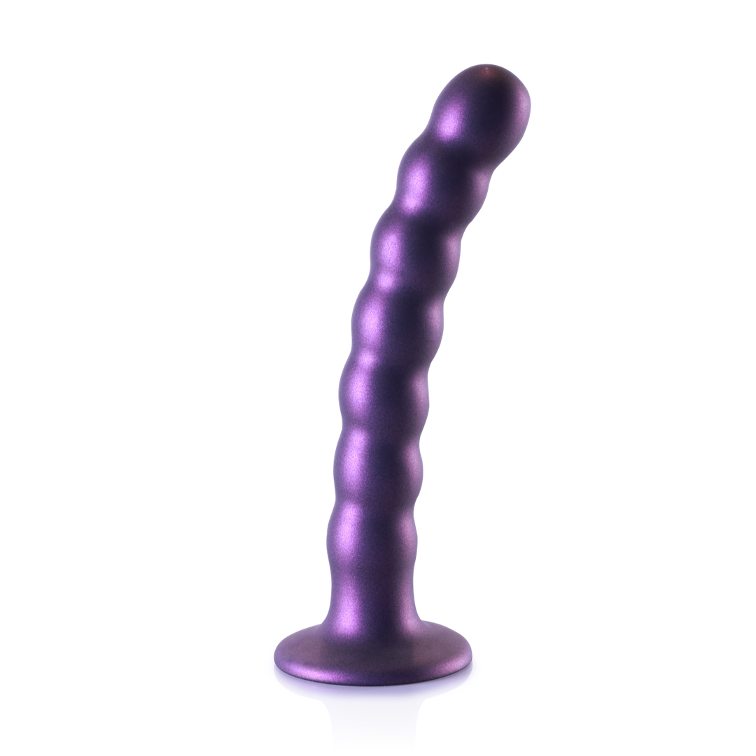 Ouch! by shots Beaded Silicone G-Spot Dildo - 6,5'' / 16,5 cm - Metallic Paars (8714273494825)