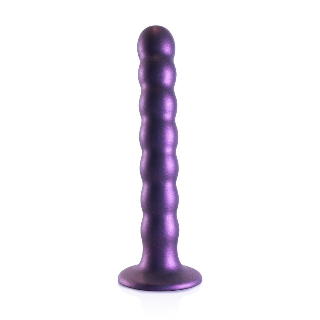 Ouch! by shots Beaded Silicone G-Spot Dildo - 6,5'' / 16,5 cm - Metallic Paars (8714273494825)