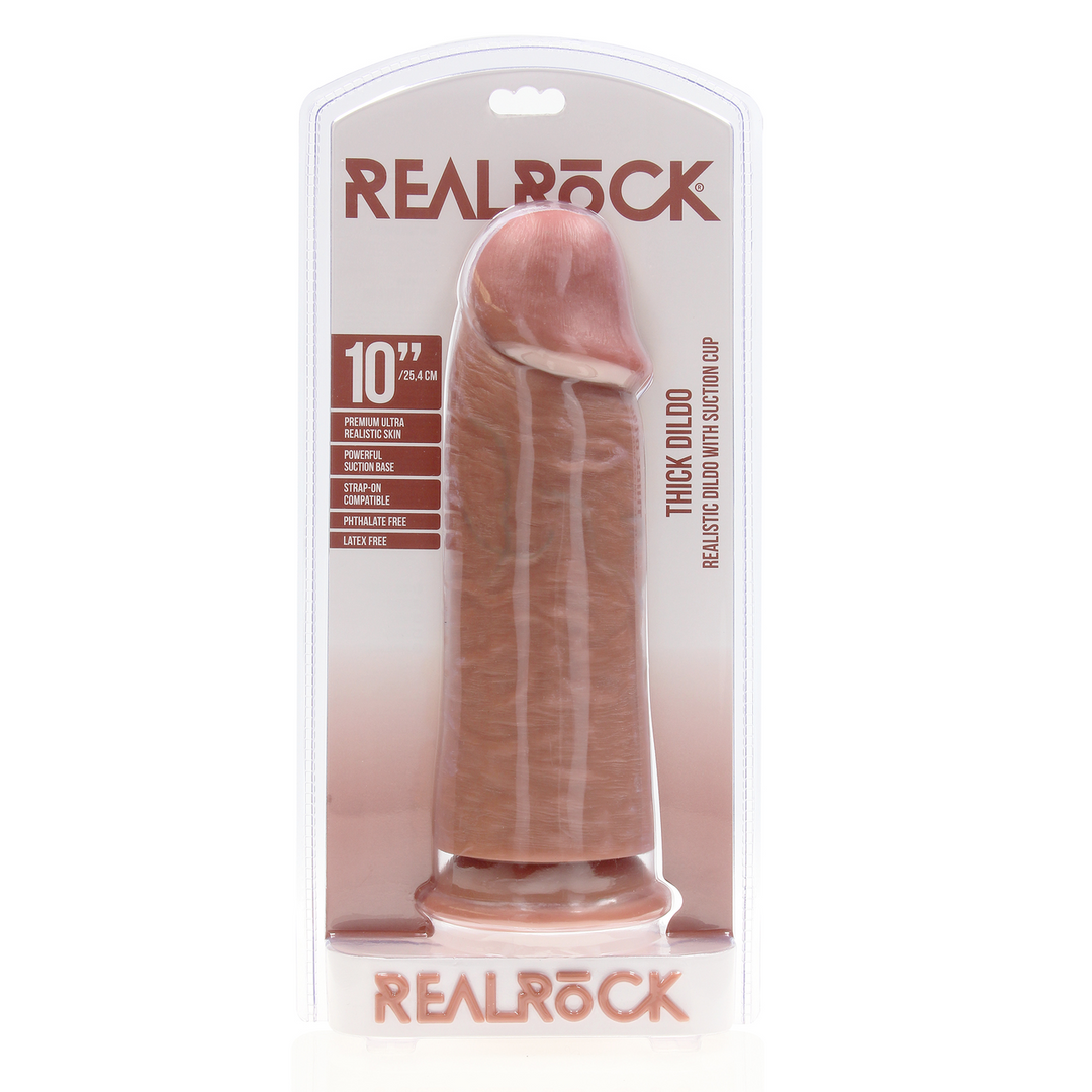 Realrock by shots Extra Dikke Straight zonder Balls 10 / 25,4 cm - Tan (8714273505354)