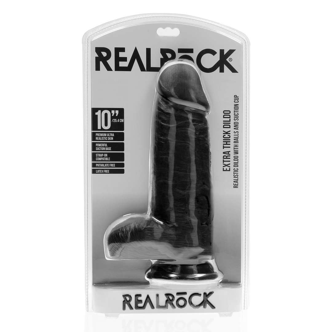Realrock by shots Extra Dikke Recht met Ballen 10 / 25,4 cm - Zwart (8714273505248)
