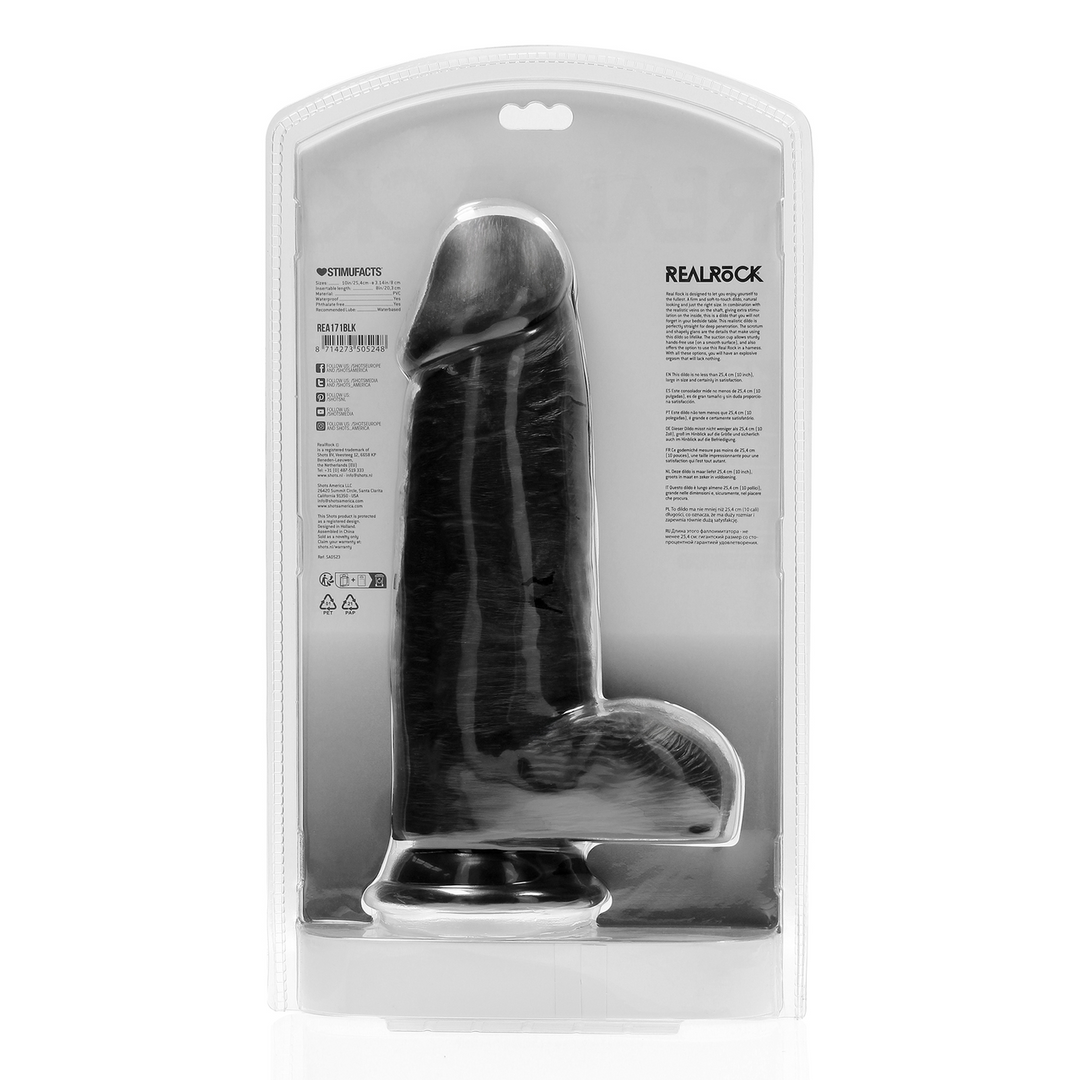 Realrock by shots Extra Dikke Recht met Ballen 10 / 25,4 cm - Zwart (8714273505248)