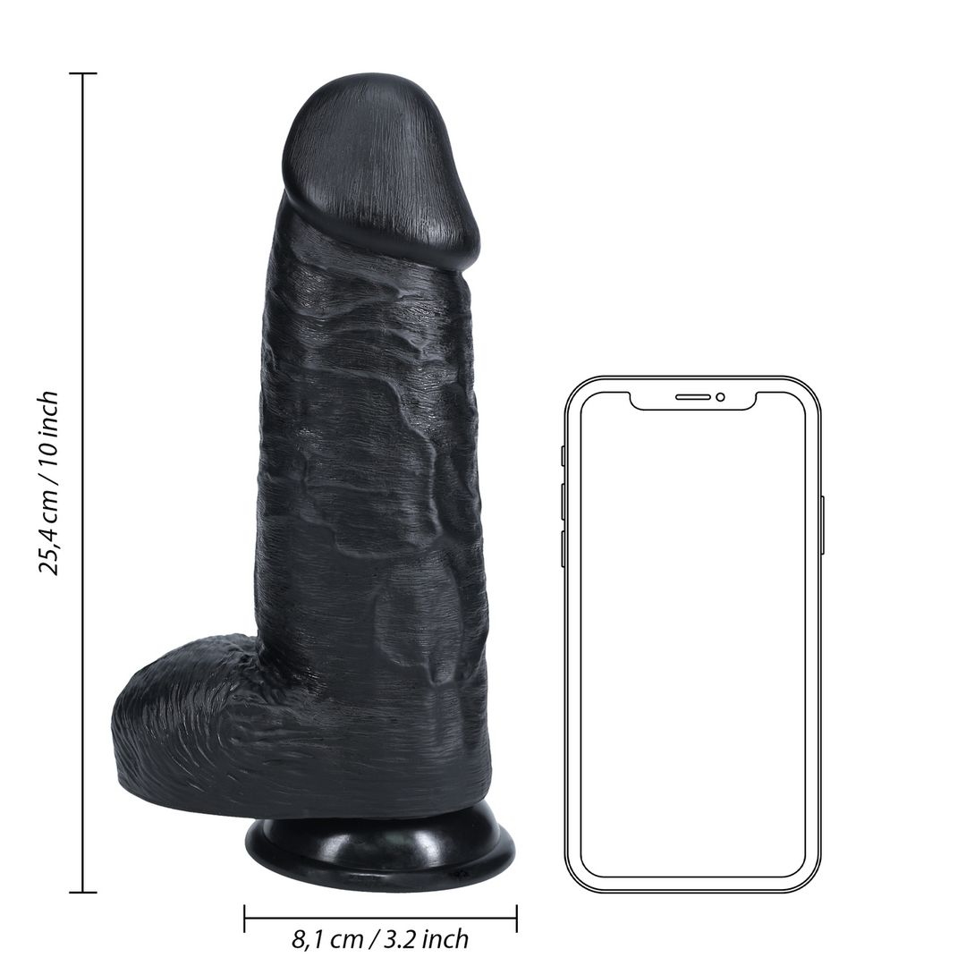 Realrock by shots Extra Dikke Recht met Ballen 10 / 25,4 cm - Zwart (8714273505248)