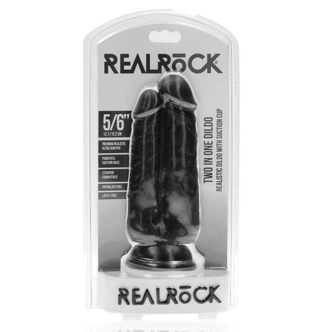 Realrock by shots Twee in Een Dildo 5/6 - 12,7/15,2 cm - Zwart (8714273505422)