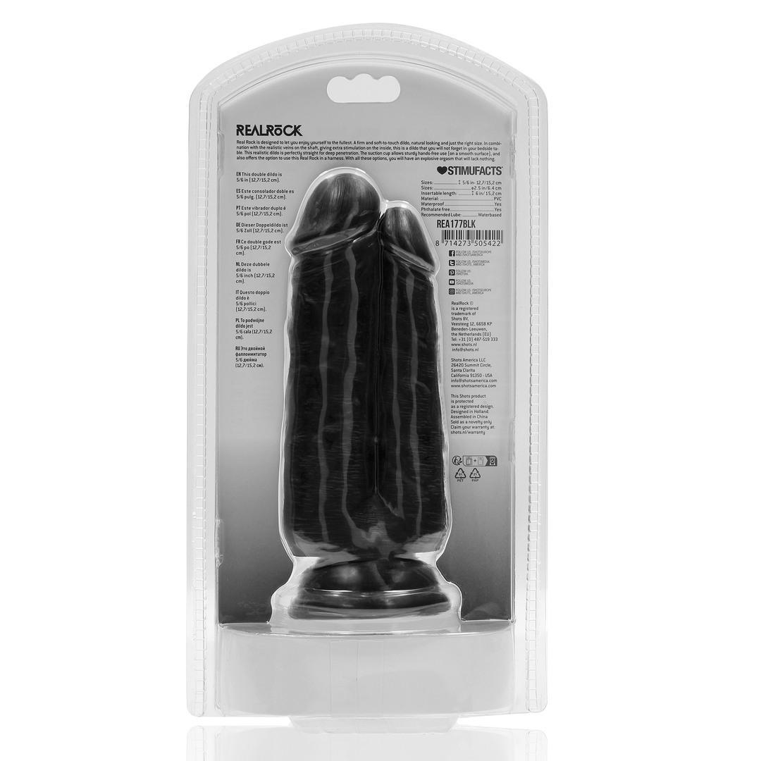 Realrock by shots Twee in Een Dildo 5/6 - 12,7/15,2 cm - Zwart (8714273505422)