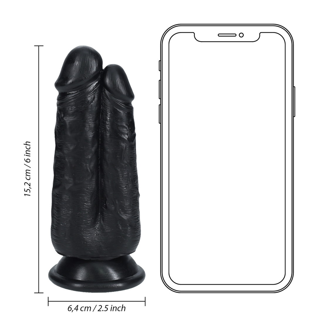 Realrock by shots Twee in Een Dildo 5/6 - 12,7/15,2 cm - Zwart (8714273505422)