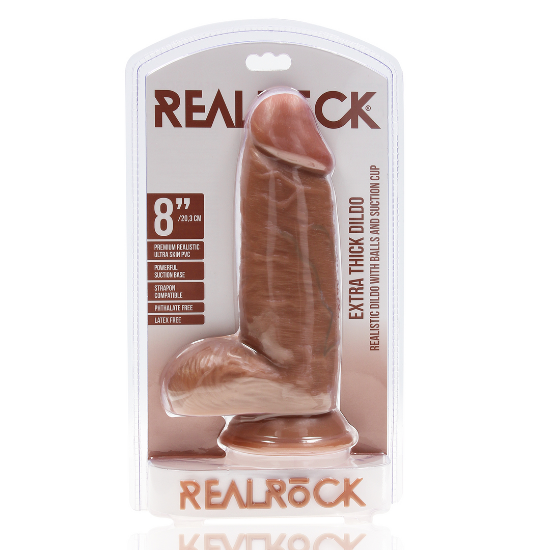 Realrock by shots Extra Dikke Recht met Ballen 8 / 20,3 cm - Tan (8714273505200)