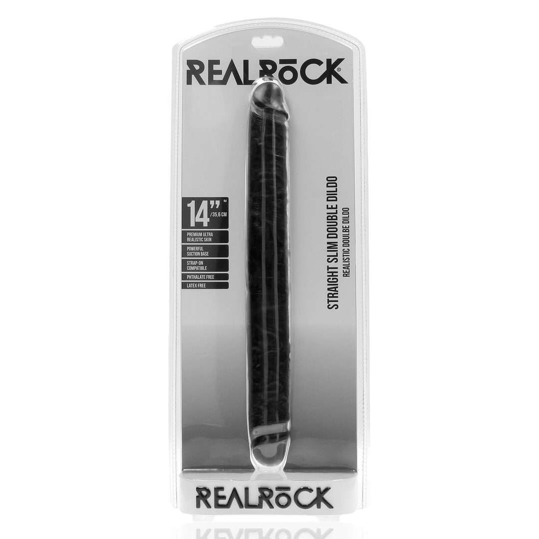 Realrock by shots Slim Double Ended Dong 14 / 35,6 cm - Zwart (8714273505637)