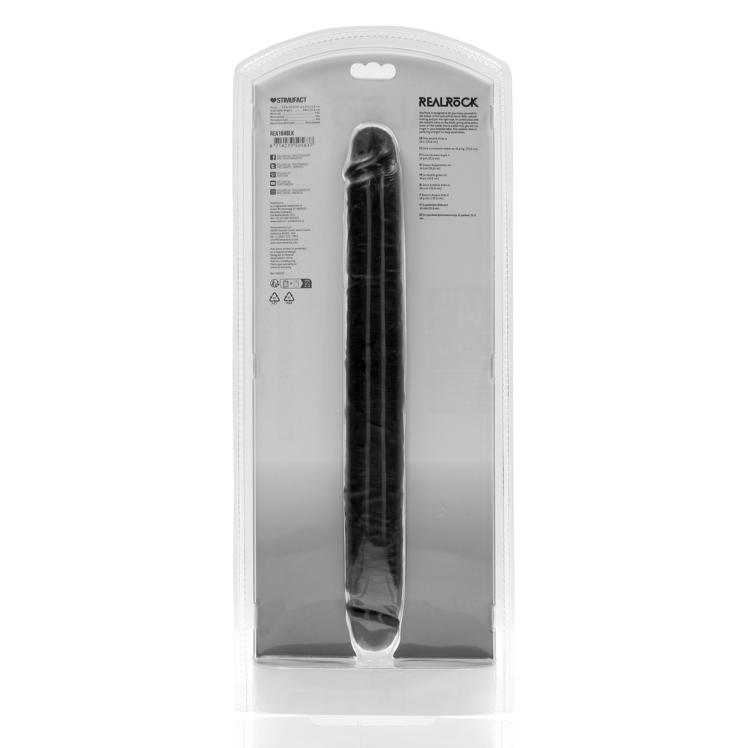 Realrock by shots Slim Double Ended Dong 14 / 35,6 cm - Zwart (8714273505637)