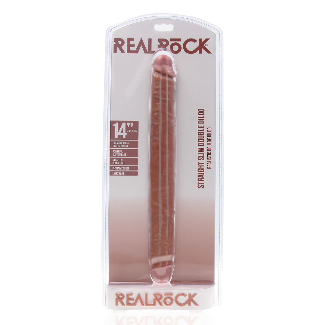 Realrock by shots Slim Double Ended Dong 14 / 35,6 cm - Tan (8714273505651)