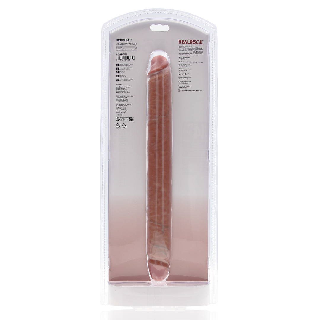 Realrock by shots Slim Double Ended Dong 14 / 35,6 cm - Tan (8714273505651)