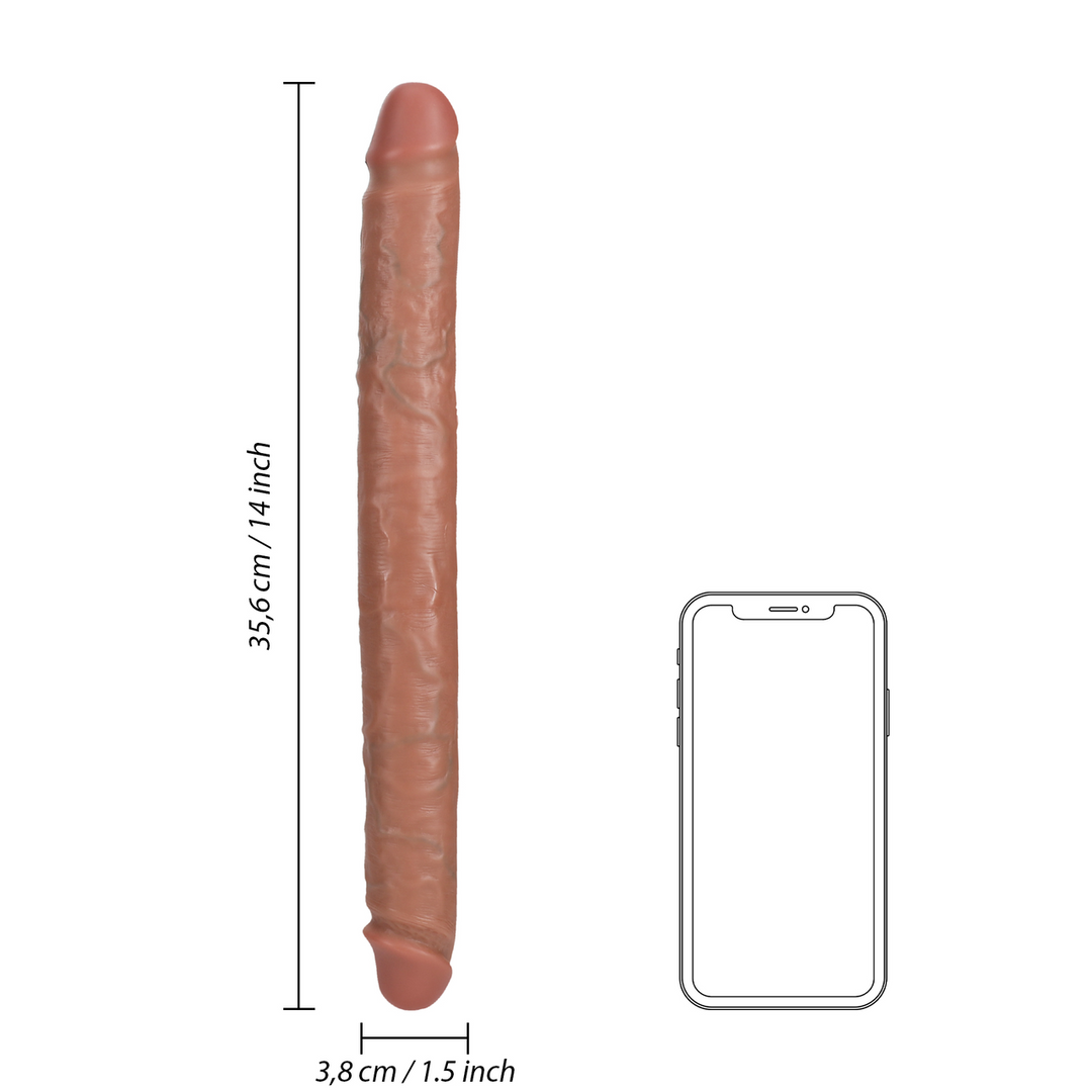 Realrock by shots Slim Double Ended Dong 14 / 35,6 cm - Tan (8714273505651)