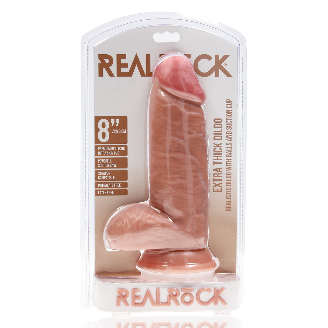 Realrock by shots Extra Dikke Rechte met Ballen 8 / 20,3 cm - Vlees (8714273505774)
