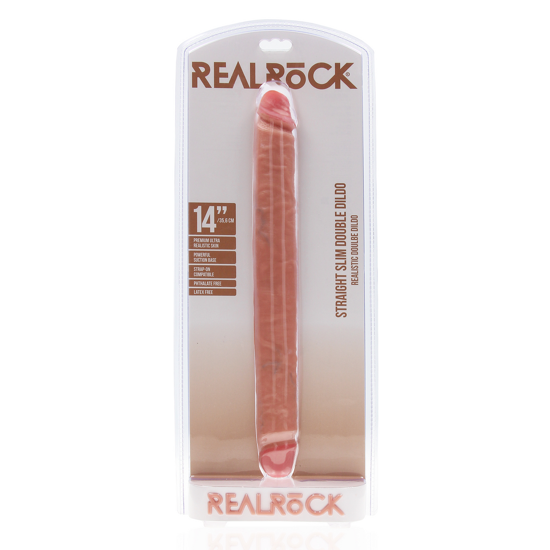 Realrock by shots Slim Dubbel Eindige Dildo 14 / 35,6 cm - Vleeskleurig (8714273505644)
