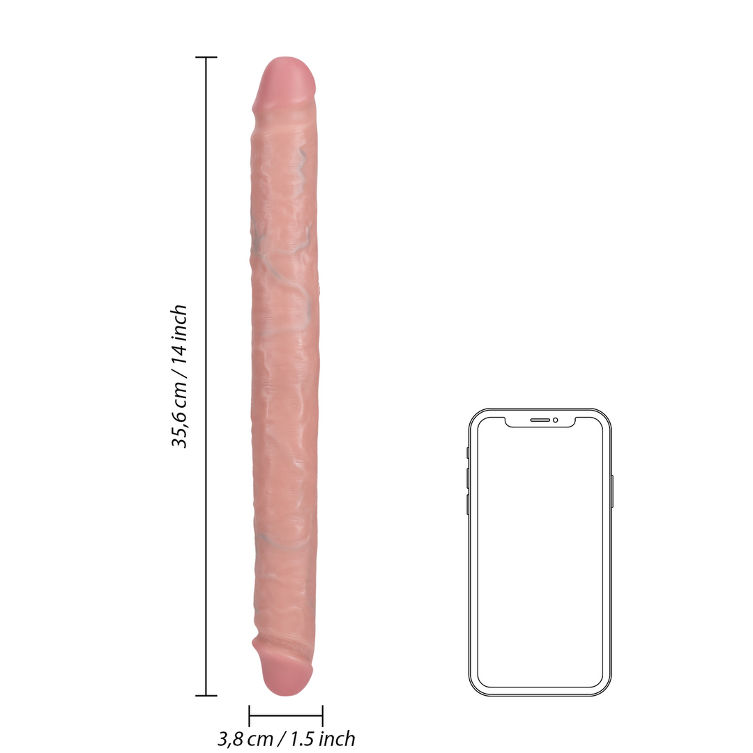 Realrock by shots Slim Dubbel Eindige Dildo 14 / 35,6 cm - Vleeskleurig (8714273505644)