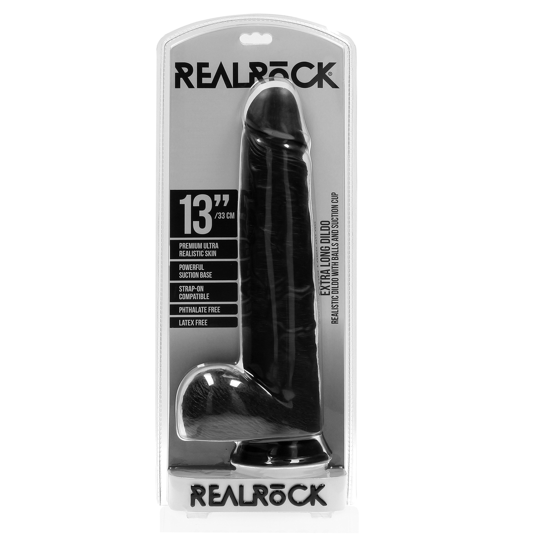 Realrock by shots Extra Large Straight met Ballen 13 / 33 cm - Zwart (8714273505002)
