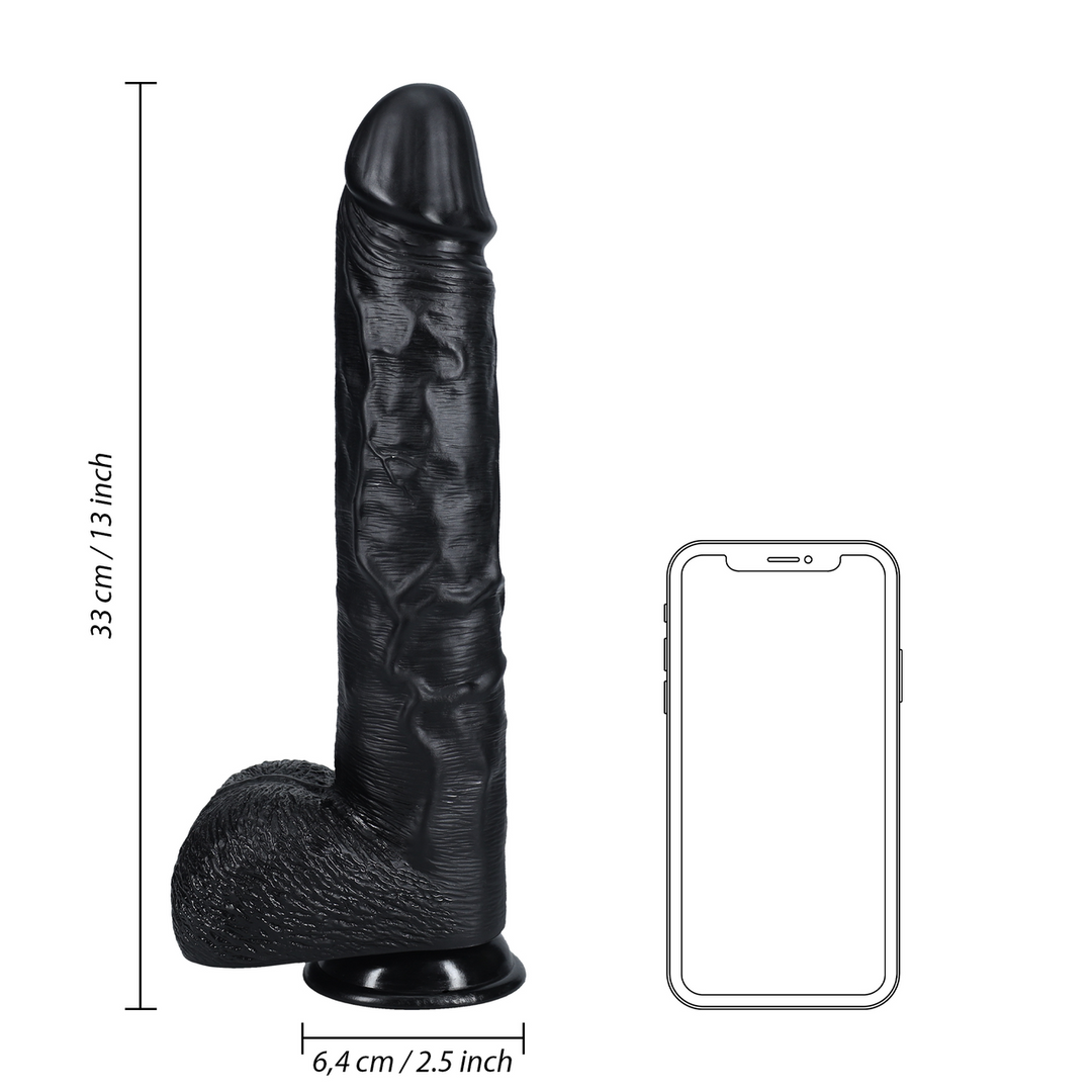Realrock by shots Extra Large Straight met Ballen 13 / 33 cm - Zwart (8714273505002)