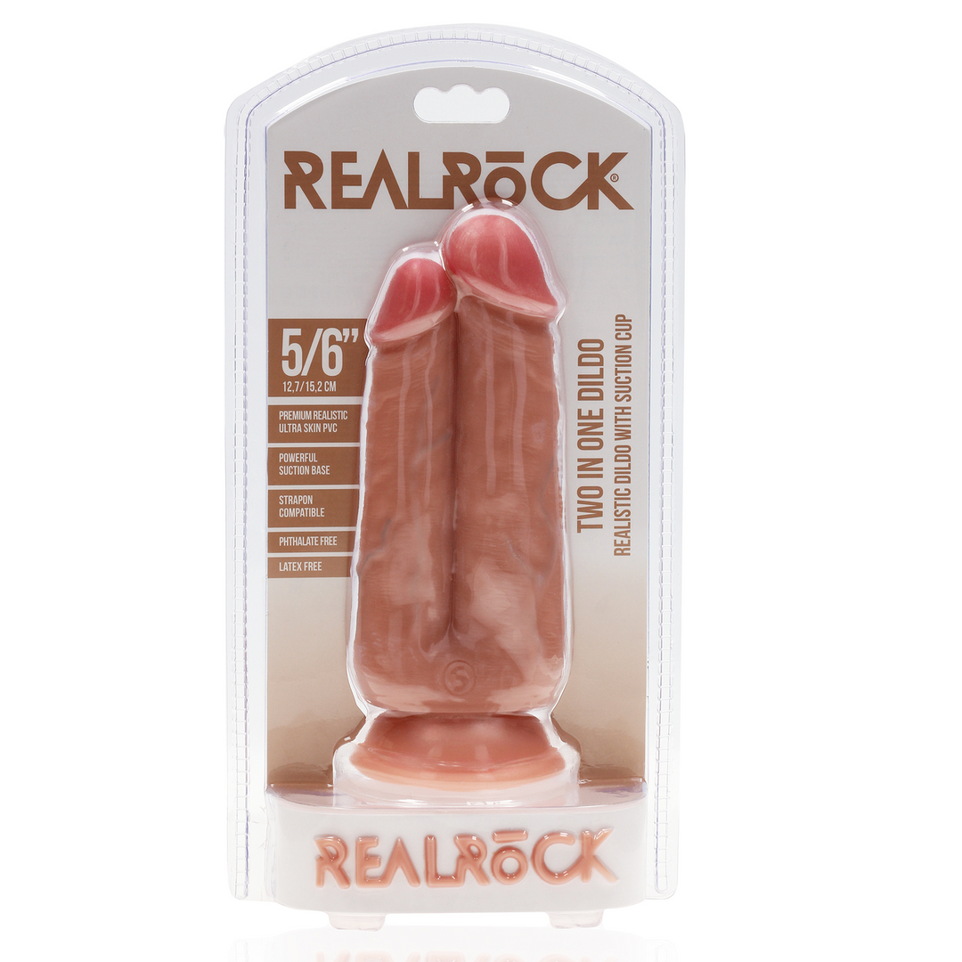 Realrock by shots Twee in Een Dildo 5/6 - 12,7/15,2 cm - Vlees (8714273505439)