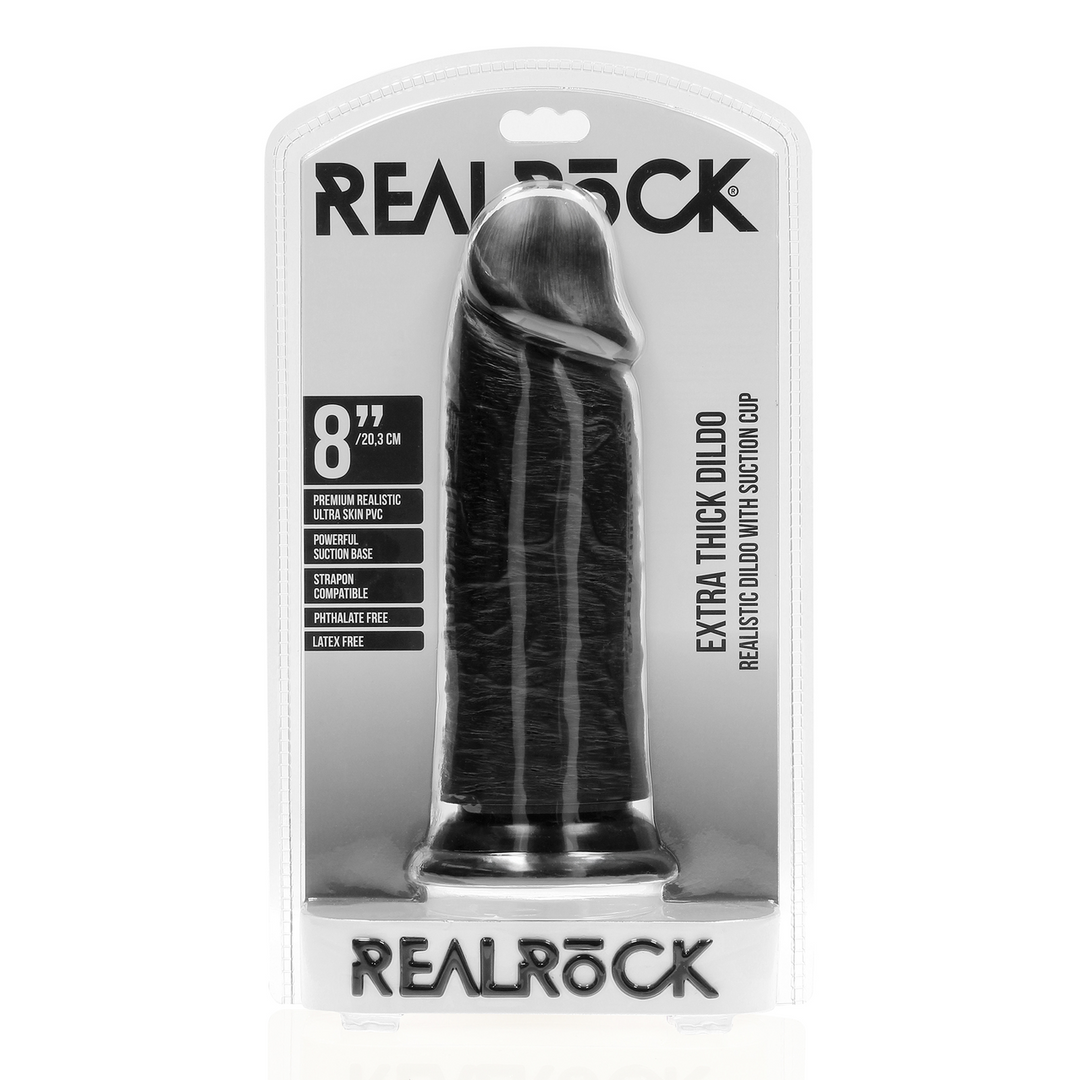 Realrock by shots Extra Dikke Recht zonder Ballen 8 / 20,3 cm - Zwart (8714273505279)