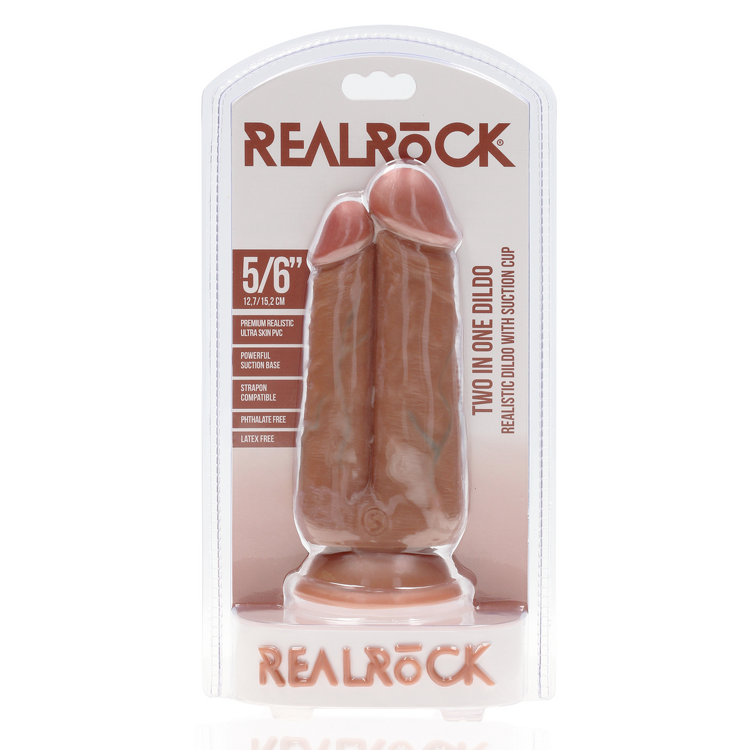 Realrock by shots Twee in Een Dildo 5/6 - 12,7/15,2 cm - Tan (8714273505446)