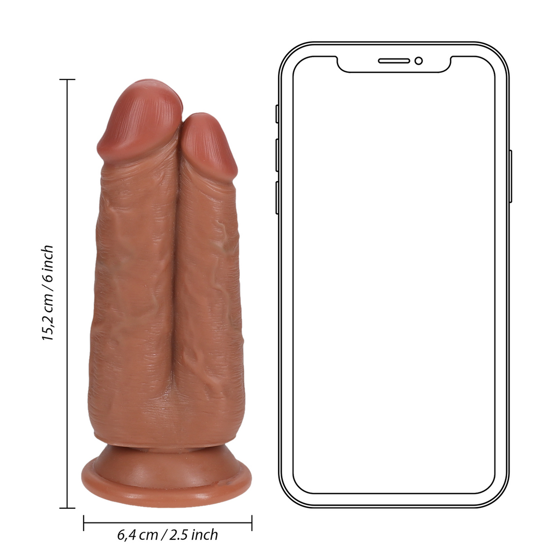 Realrock by shots Twee in Een Dildo 5/6 - 12,7/15,2 cm - Tan (8714273505446)