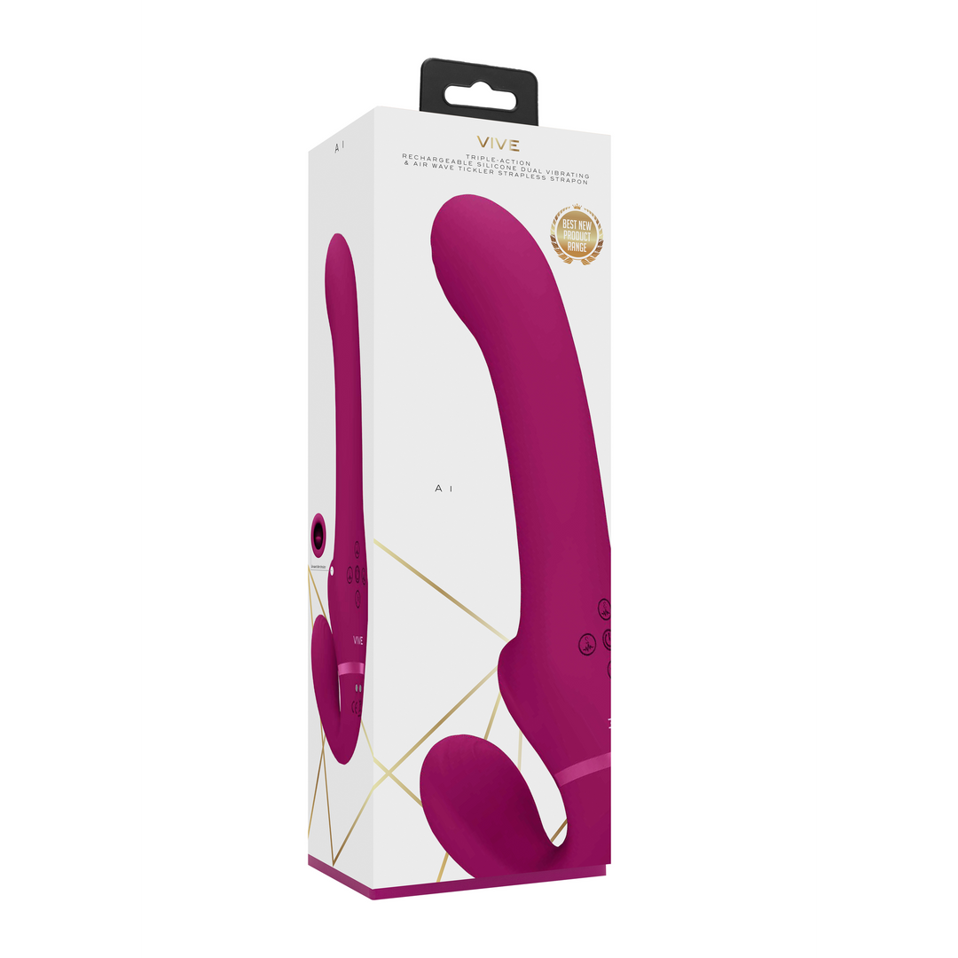 Vive by shots Ai - Dual Vibrating Air Wave Tickler Strapless Strapon (8714273537522)