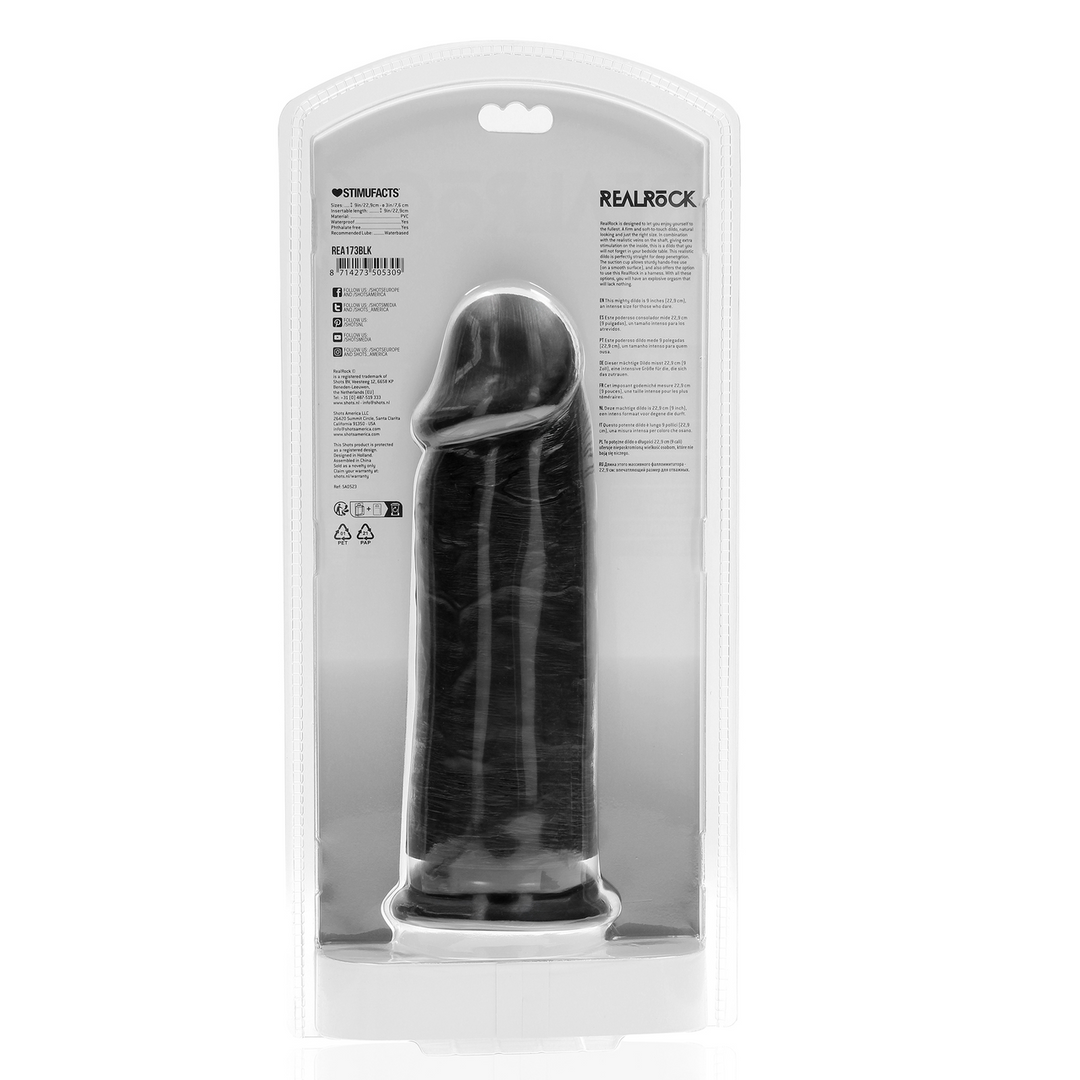 Realrock by shots Extra Dikke Recht zonder Ballen 9 / 23 cm - Zwart (8714273505309)