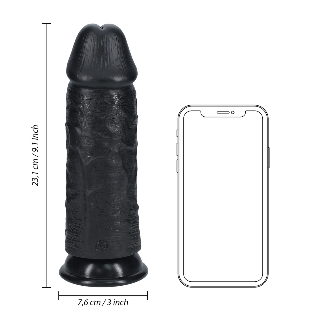 Realrock by shots Extra Dikke Recht zonder Ballen 9 / 23 cm - Zwart (8714273505309)