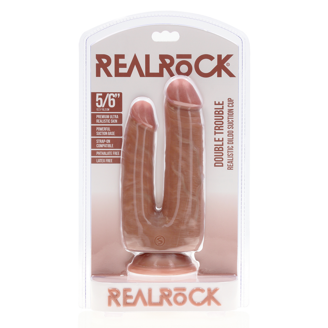 Realrock by shots Dubbele Probleem Dildo 5/6 - 12,7/15,2 cm - Tan (8714273505385)